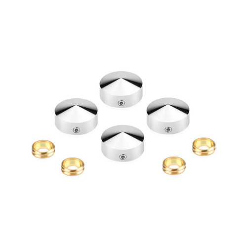Set of 4 Conical Locking Screw Cover Diameter 11/16'', Satin Brushed Stainless Steel Finish (Indoor or Outdoor)
