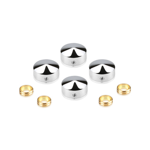 Set of 4 Conical Locking Screw Cover Diameter 11/16'', Polished Stainless Steel Finish (Indoor or Outdoor)