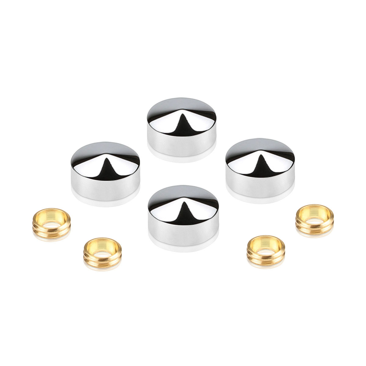 Set of Conical Screw Cover Diameter 11/16'', Polished Stainless Steel Finish (Indoor or Outdoor)