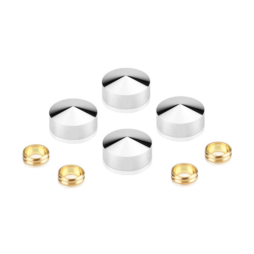 Set of Conical Screw Cover Diameter 11/16'', Satin Brushed Stainless Steel Finish (Indoor Use Only)