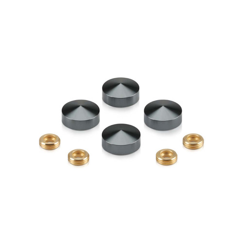 Set of 4 Conical Screw Cover, Diameter: 11/16'' (Less 3/4''), Aluminum Titanium Anodized Finish (Indoor or Outdoor Use)
