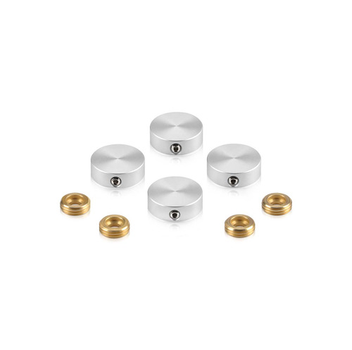 Set of 4 Locking Screw Cover, Diameter: (Less 3/4''), Aluminum Clear Anodized Finish, (Indoor or Outdoor Use)