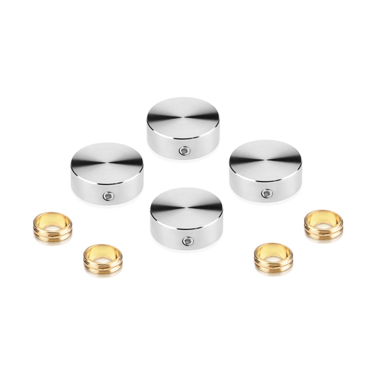 Set of 4 Locking Screw Cover Diameter 11/16'', Satin Brushed Stainless Steel Finish (Indoor or Outdoor)