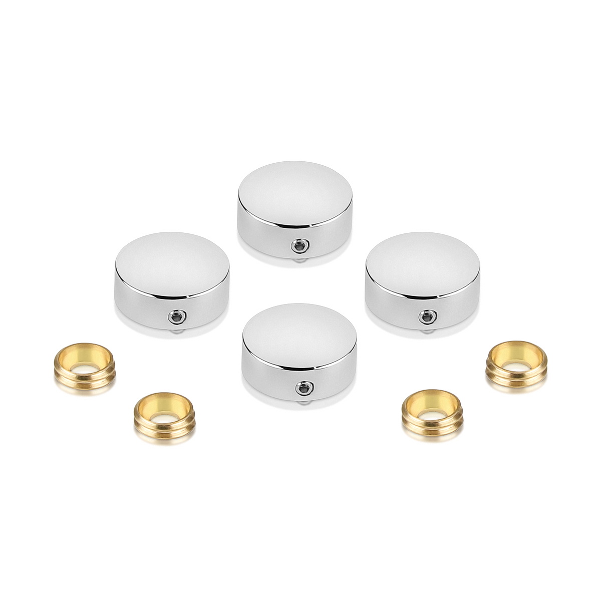Set of 4 Locking Screw Cover Diameter 11/16'', Polished Stainless Steel Finish (Indoor or Outdoor)