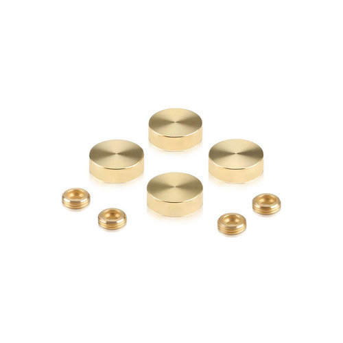 Set of 4 Screw Cover, Diameter: 13/16'' (3/4''), Brass Plain Finish, (Indoor or Outdoor Use)