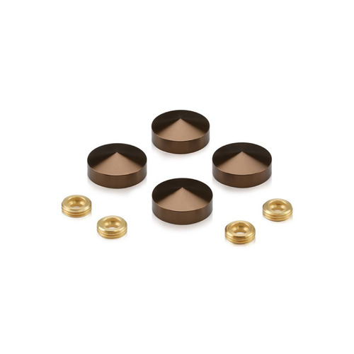 Set of 4 Conical Screw Cover, Diameter: 13/16'' (3/4''), Aluminum Bronze Anodized Finish (Indoor or Outdoor Use)