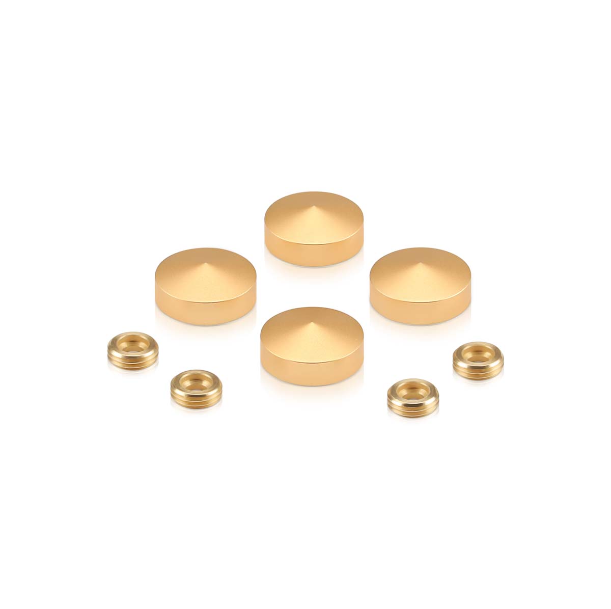 Set of 4 Conical Screw Cover, Diameter: 13/16'' (3/4''), Aluminum Champagne Anodized Finish (Indoor or Outdoor Use)
