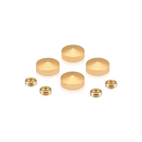 Set of 4 Conical Screw Cover, Diameter: 13/16'' (3/4''), Aluminum Champagne Anodized Finish (Indoor or Outdoor Use)