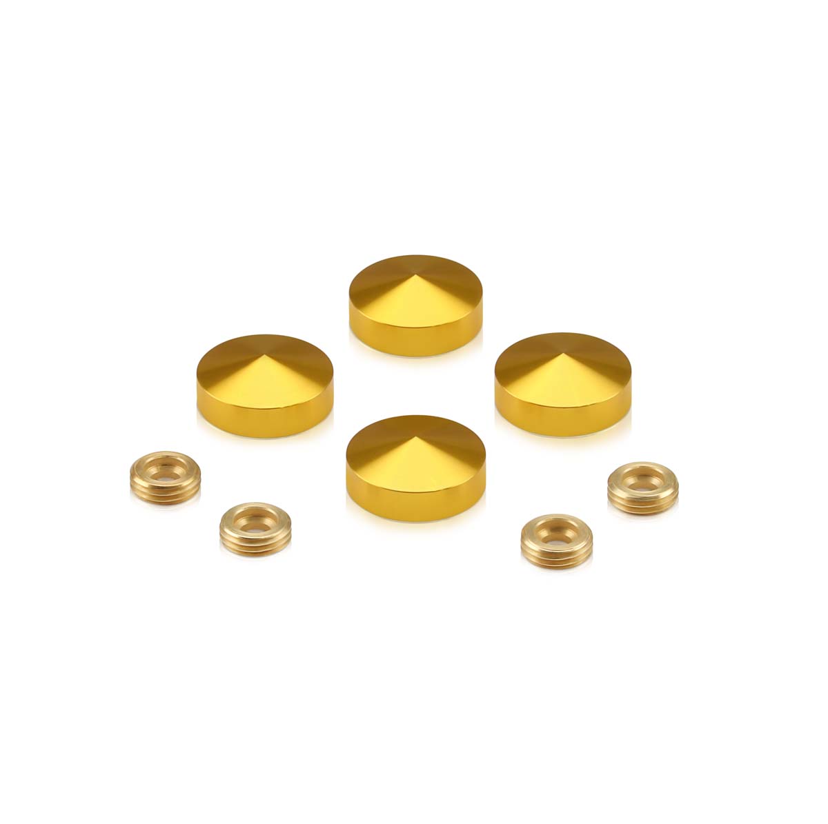 Set of 4 Conical Screw Cover, Diameter: 13/16'' (3/4''), Aluminum Gold Anodized Finish (Indoor or Outdoor Use)