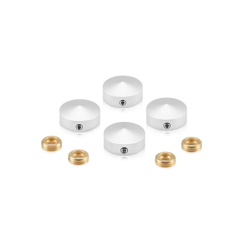 Set of 4 Conical Locking Screw Cover, Diameter: 13/16'' (3/4''), Aluminum Clear Anodized Finish (Indoor or Outdoor Use)