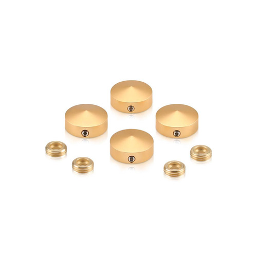 Set of 4 Conical Locking Screw Cover, Diameter: 13/16'' (3/4''), Aluminum Champagne Anodized Finish (Indoor or Outdoor Use)