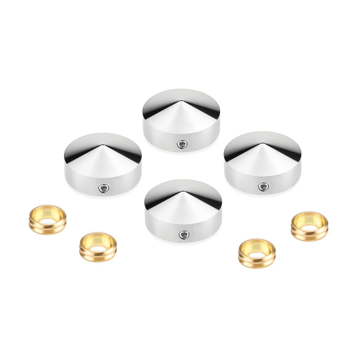 Set of 4 Conical Locking Screw Cover Diameter 7/8'', Satin Brushed Stainless Steel Finish (Indoor or Outdoor)