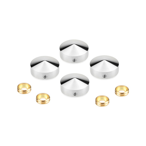 Set of 4 Conical Locking Screw Cover Diameter 7/8'', Satin Brushed Stainless Steel Finish (Indoor or Outdoor)