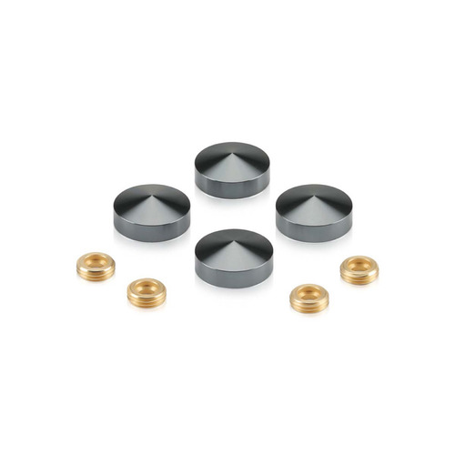 Set of 4 Conical Screw Cover, Diameter: 13/16'' (3/4''), Aluminum Titanium Finish (Indoor or Outdoor Use)