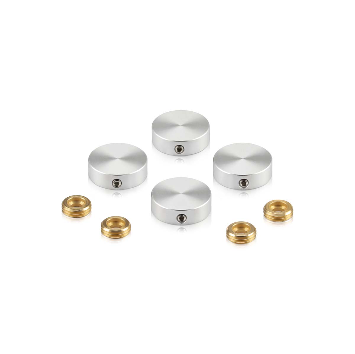 Set of 4 Locking Screw Cover, Diameter: 13/16'' (3/4''), Aluminum Clear Anodized Finish, (Indoor or Outdoor Use)