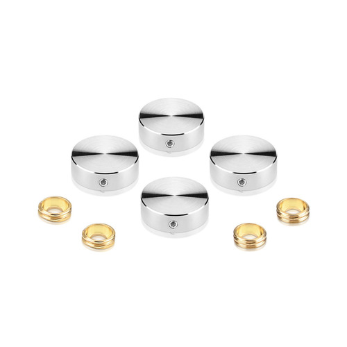 Set of 4 Locking Screw Cover Diameter 7/8'', Satin Brushed Stainless Steel Finish (Indoor or Outdoor)