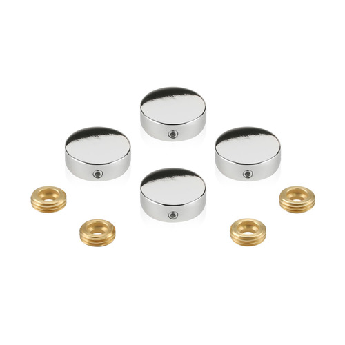 Set of 4 Locking Screw Cover Diameter 7/8'', Polished Stainless Steel Finish (Indoor or Outdoor)