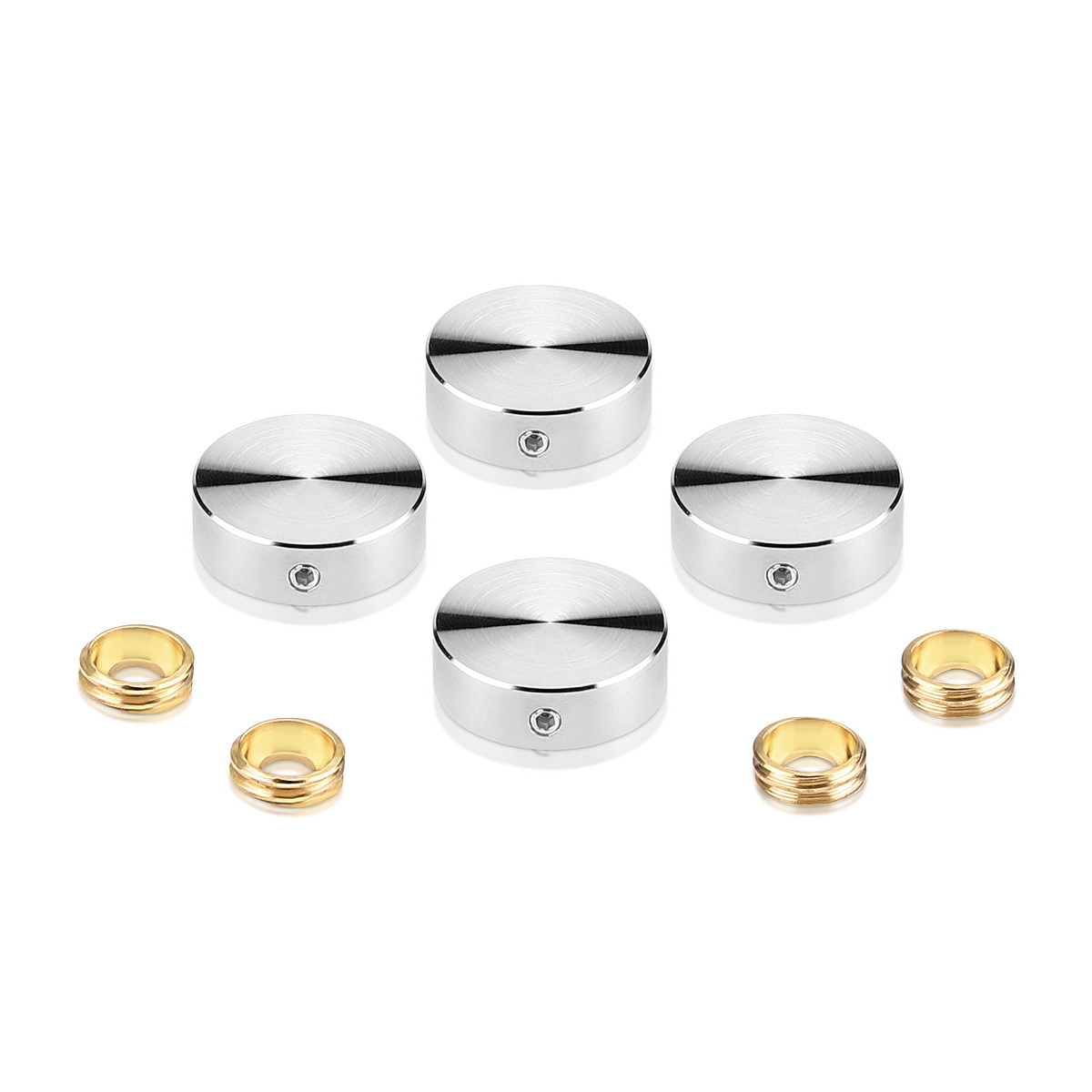 Set of 4 Locking Screw Cover Diameter 13/16'', Satin Brushed Stainless Steel Finish (Indoor Use Only)