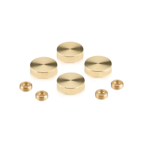 Set of 4 Screw Cover, Diameter: 7/8'', Brass Plain Finish, (Indoor or Outdoor Use)