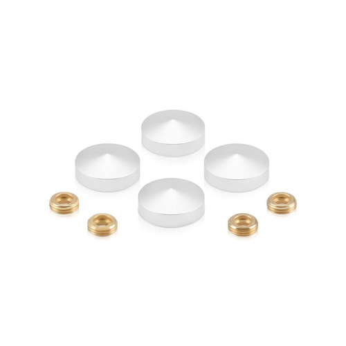 Set of 4 Conical Screw Cover, Diameter: 7/8'', Aluminum Clear Anodized Finish (Indoor or Outdoor Use)