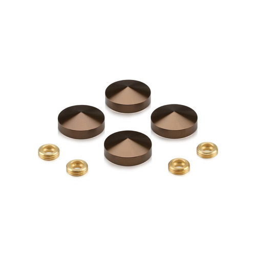 Set of 4 Conical Screw Cover, Diameter: 7/8'', Aluminum Bronze Anodized Finish (Indoor or Outdoor Use)