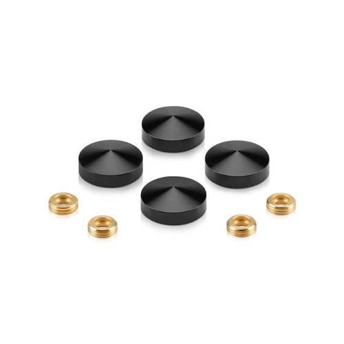 Set of 4 Conical Screw Cover, Diameter: 7/8'', Aluminum Black Anodized Finish (Indoor or Outdoor Use)