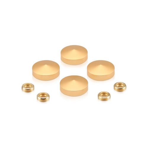 Set of 4 Conical Screw Cover, Diameter: 7/8'', Aluminum Champagne Anodized Finish (Indoor or Outdoor Use)