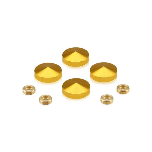 Set of 4 Conical Screw Cover, Diameter: 7/8'', Aluminum Gold Anodized Finish (Indoor or Outdoor Use)