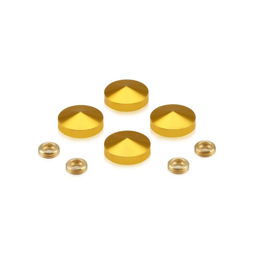 Set of 4 Conical Screw Cover, Diameter: 7/8'', Aluminum Gold Anodized Finish (Indoor or Outdoor Use)