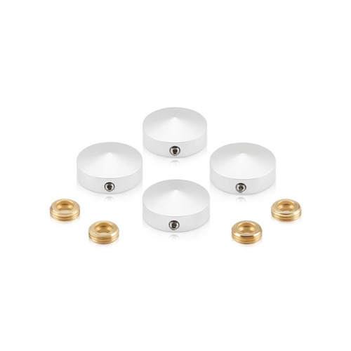 Set of 4 Conical Locking Screw Cover, Diameter: 7/8'', Aluminum Clear Anodized Finish (Indoor or Outdoor Use)