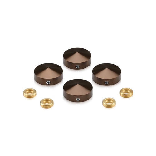 Set of 4 Conical Locking Screw Cover, Diameter: 7/8'', Aluminum Bronze Anodized Finish (Indoor or Outdoor Use)