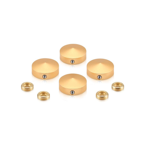 Set of 4 Conical Locking Screw Cover, Diameter: 7/8'', Aluminum Champagne Anodized Finish (Indoor or Outdoor Use)