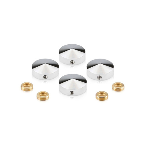 Set of 4 Conical Locking Screw Cover Diameter 7/8'', Satin Brushed Stainless Steel Finish (Indoor or Outdoor)