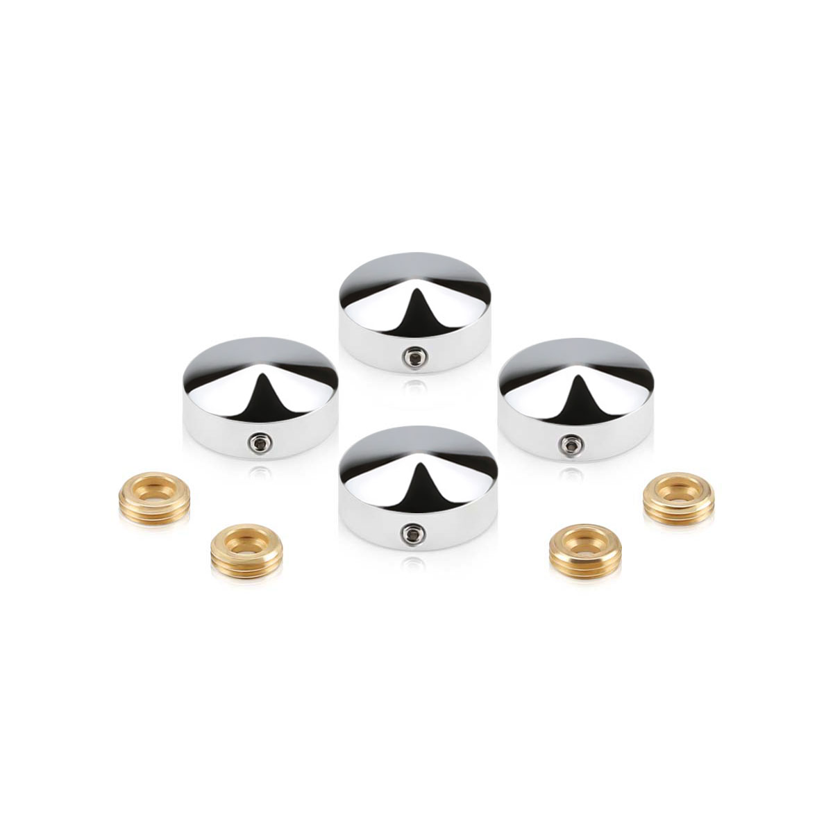Set of 4 Conical Locking Screw Cover Diameter 7/8'', Polished Stainless Steel Finish (Indoor Use Only)