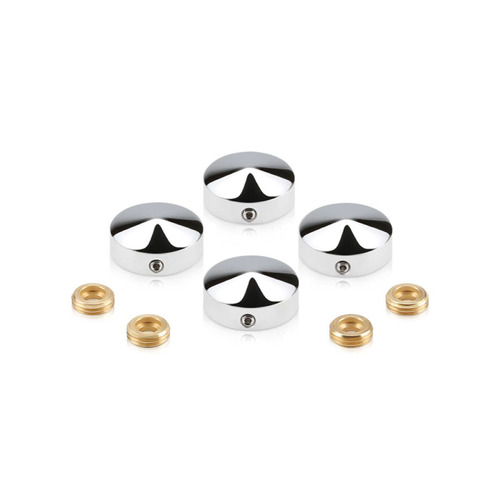 Set of 4 Conical Locking Screw Cover Diameter 7/8'', Polished Stainless Steel Finish (Indoor or Outdoor)