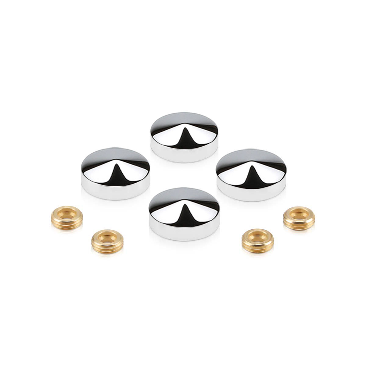 Set of Conical Screw Cover Diameter 7/8'', Polished Stainless Steel Finish (Indoor or Outdoor)