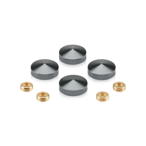 Set of 4 Conical Screw Cover, Diameter: 7/8'', Aluminum Titanium Finish (Indoor or Outdoor Use)
