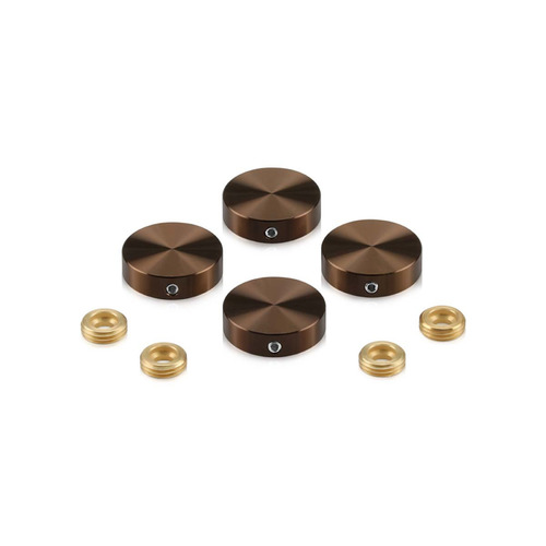Set of 4 Locking Screw Cover, Diameter: 7/8'', Aluminum Bronze Anodized Finish, (Indoor or Outdoor Use)