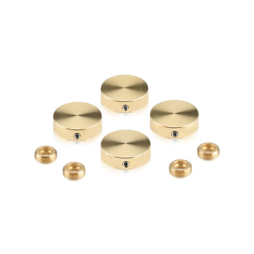 Set of 4 Locking Screw Cover, Diameter: 7/8'', Brass Plain Finish, (Indoor or Outdoor Use)