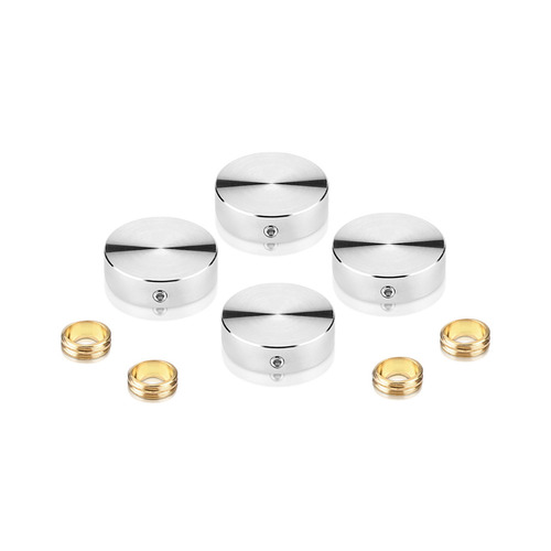 Set of 4 Locking Screw Cover Diameter 7/8'', Satin Brushed Stainless Steel Finish (Indoor or Outdoor)
