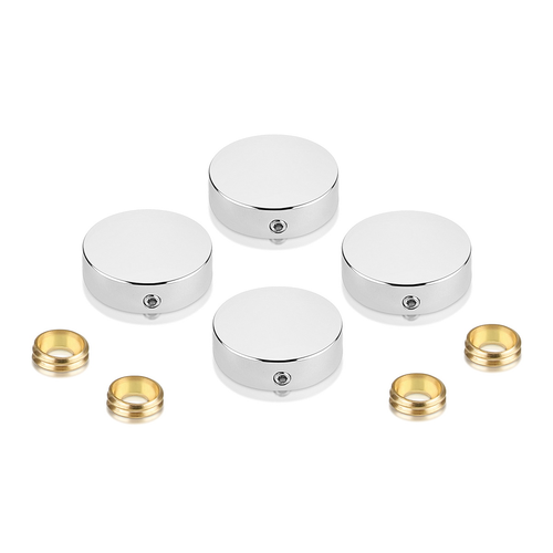 Set of 4 Locking Screw Cover Diameter 7/8'', Polished Stainless Steel Finish (Indoor or Outdoor)