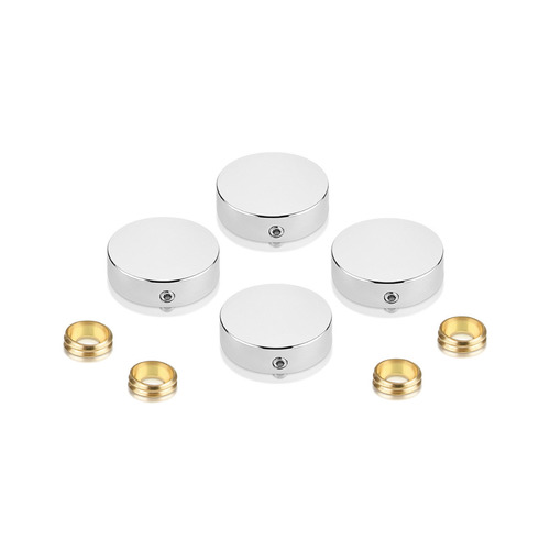 Set of 4 Locking Screw Cover Diameter 7/8'', Polished Stainless Steel Finish (Indoor or Outdoor)