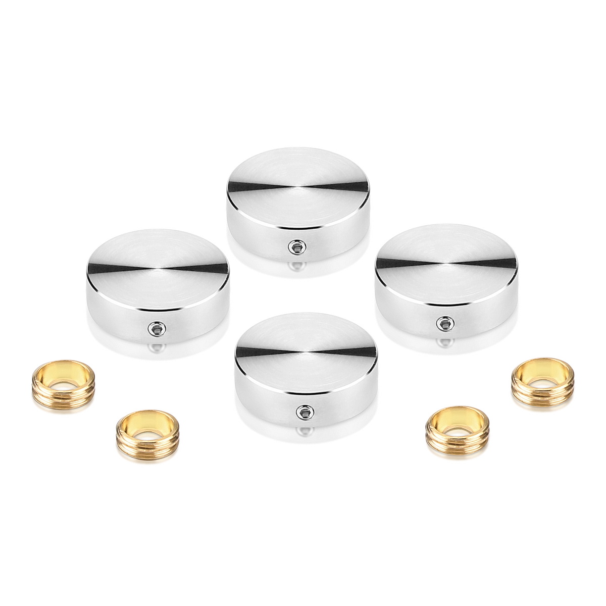 Set of 4 Locking Screw Cover Diameter 7/8'', Satin Brushed Stainless Steel Finish (Indoor Use Only)