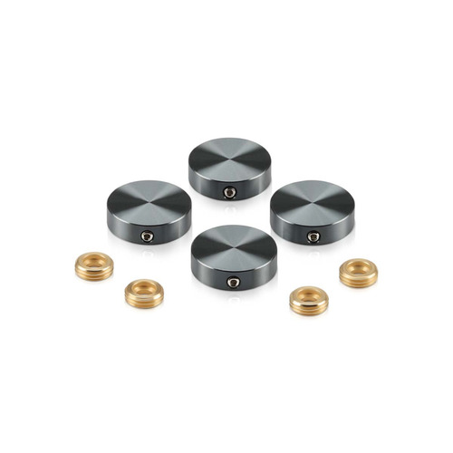 Set of 4 Locking Screw Cover, Diameter: 7/8'', Aluminum Titanium Finish, (Indoor or Outdoor Use)
