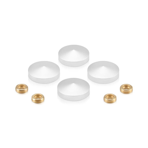 Set of 4 Conical Screw Cover, Diameter: 1'', Aluminum Clear Anodized Finish (Indoor or Outdoor Use)