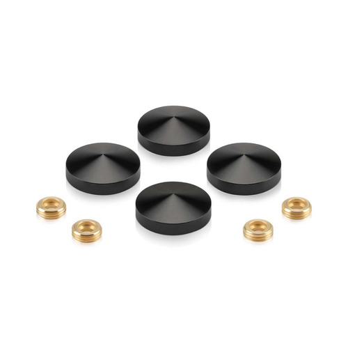 Set of 4 Conical Screw Cover, Diameter: 1'', Aluminum Black Anodized Finish (Indoor or Outdoor Use)