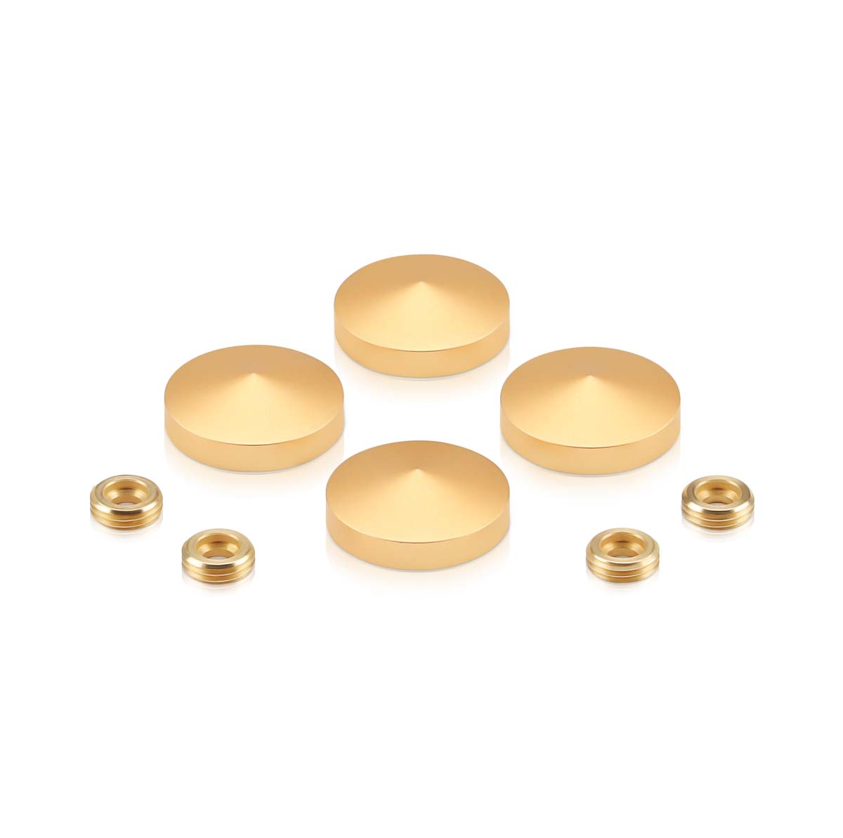 Set of 4 Conical Screw Cover, Diameter: 1'', Aluminum Champagne Anodized Finish (Indoor or Outdoor Use)