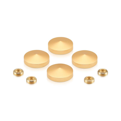 Set of 4 Conical Screw Cover, Diameter: 1'', Aluminum Champagne Anodized Finish (Indoor or Outdoor Use)