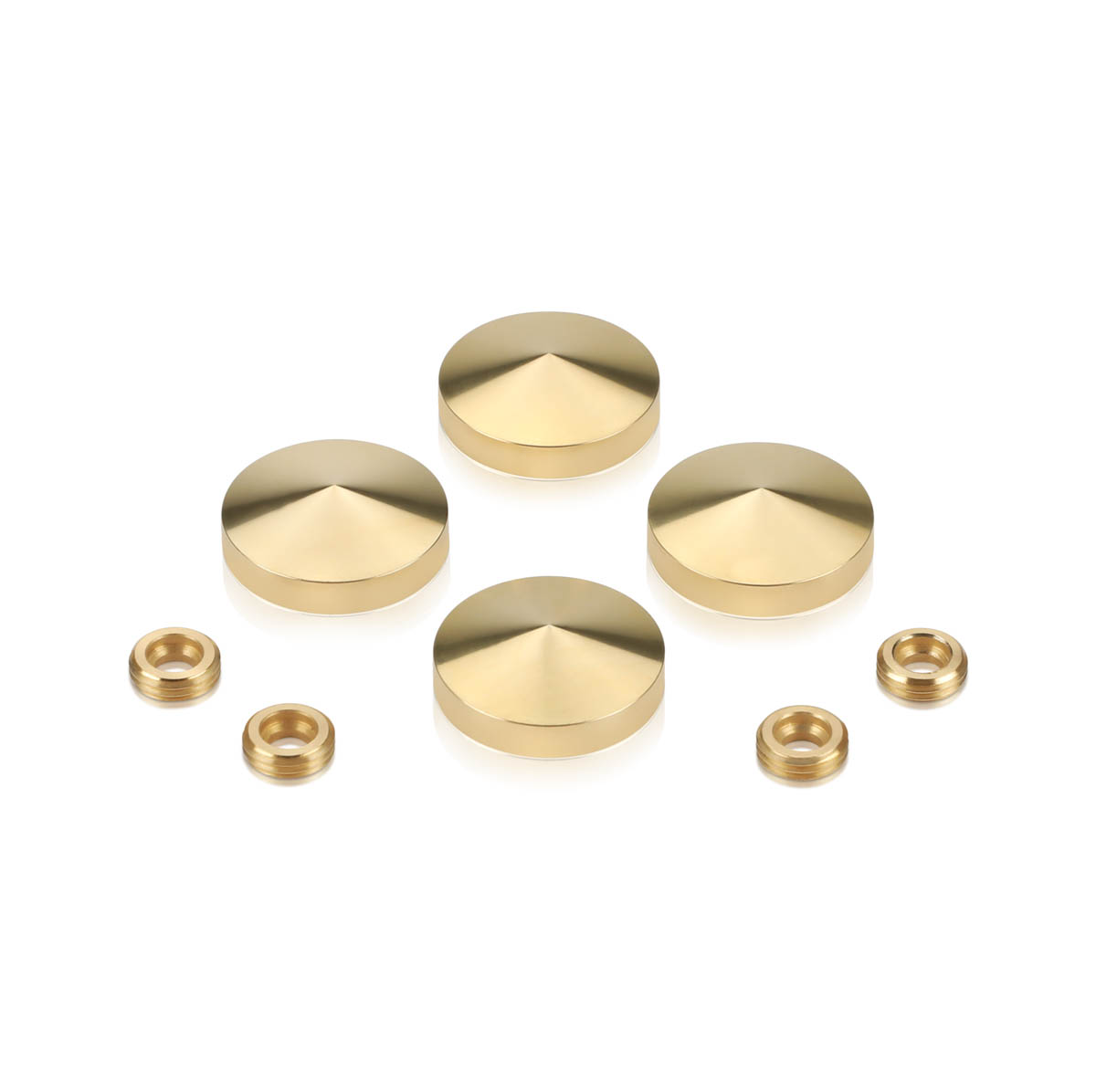 Set of 4 Conical Screw Cover, Diameter: 1'', Brass Plain Finish (Indoor or Outdoor Use, but for outdoor use Brass will come darker if no varnish applied)