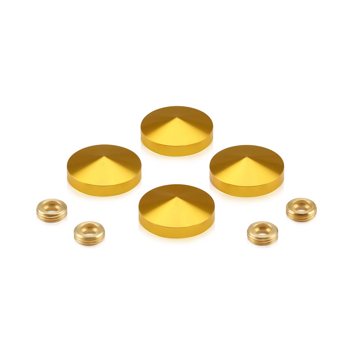 Set of 4 Conical Screw Cover, Diameter: 1'', Aluminum Gold Anodized Finish (Indoor or Outdoor Use)